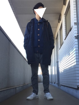 「Abercrombie&Fitch（アバークロンビーアンドフィッチ）のアイテム（カーディガン/ボレロ）」を使った、じーつーさん（メンズ・176cm）の冬コーディネート