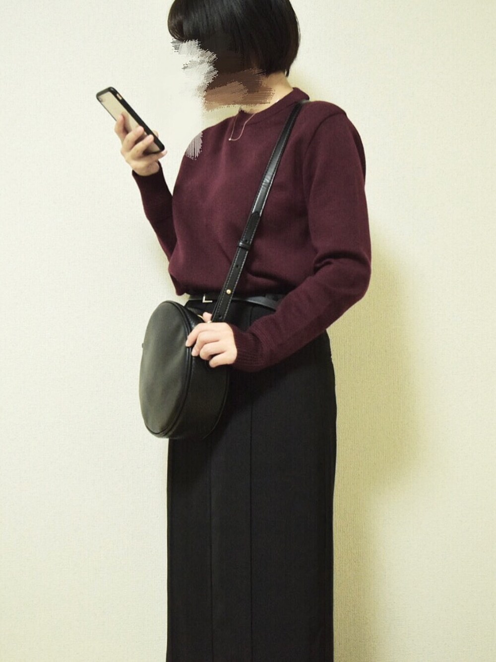 「秋コーデ、ボブ女子、黒髪ボブ、fashion、code、WRAPINKNOT、HARE」｜「WRAPINKNOTのアイテム（ニット/セーター、その他）」を使った、m a iさん（レディース・152cm）の秋コーディネートの1枚目の写真