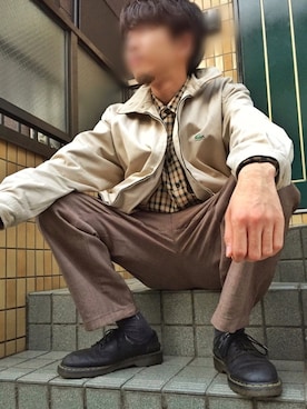 「Dr. Martens（ドクターマーチン）のアイテム（ブーティ）」を使った、椿さん（メンズ・170cm）の春コーディネート