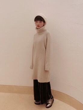 「passage mignon/flaneur（パサージュミニョンフラヌール）のアイテム（ハンチング/ベレー帽）」を使った、KAHOさん（レディース・159cm）の秋コーディネート