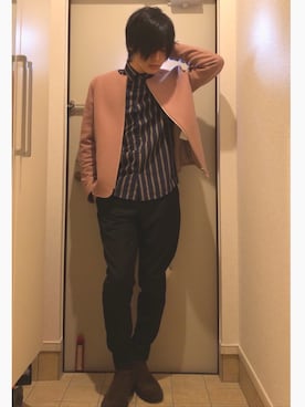 「ライブ」｜「アイテム（ブルゾン）」を使った、よねたむさん（メンズ・172cm）の冬コーディネート