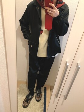 「CULLNI（クルニ）のアイテム（ブルゾン）」を使った、よねたむさん（メンズ・172cm）の秋コーディネート