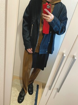 「CULLNI（クルニ）のアイテム（デニムジャケット）」を使った、よねたむさん（メンズ・172cm）の冬コーディネート