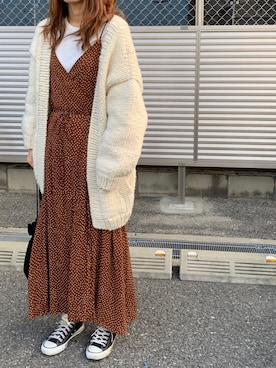 「TODAYFUL（トゥデイフル）のハンドニットカーディガン（カーディガン/ボレロ）」を使った、Aさん（レディース・165cm）の秋コーディネート