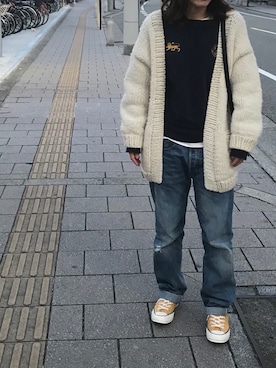 「TODAYFUL（トゥデイフル）のハンドニットカーディガン（カーディガン/ボレロ）」を使った、Aさん（レディース・165cm）の冬コーディネート