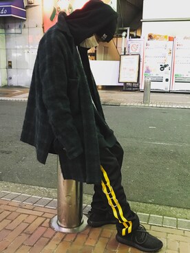 「RAF SIMONS（ラフシモンズ）のアイテム（帽子）」を使った、E.Tさん（メンズ・174cm）の冬コーディネート