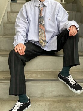 ネクタイを使った 古着シャツ の人気ファッションコーディネート Wear