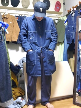 「FULLCOUNT（フルカウント）のアイテム（帽子）」を使った、Diez Katsumiさん（メンズ・173cm）の冬コーディネート