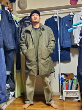 「MANASTASH（マナスタッシュ）のアイテム（ダウンジャケット/コート）」を使った、Diez Katsumiさん（メンズ・173cm）の冬コーディネート