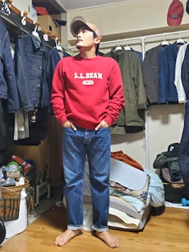 「TCB jeans（ティーシービージーンズ）のアイテム（帽子）」を使った、Diez Katsumiさん（メンズ・173cm）の冬コーディネート