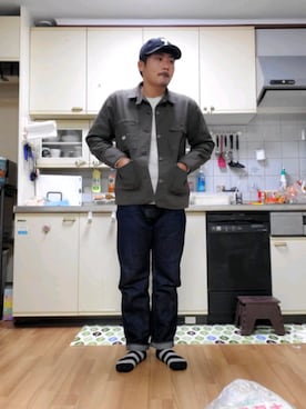 「FULLCOUNT（フルカウント）のアイテム（帽子）」を使った、Diez Katsumiさん（メンズ・173cm）の冬コーディネート