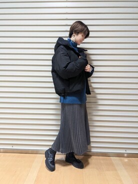 「ショートダウン」｜「アイテム（ブルゾン）」を使った、shioriさん（レディース・167cm）の冬コーディネート