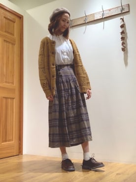 「新作」｜「アイテム（ハンチング/ベレー帽）」を使った、さとうさん（レディース・167cm）の秋コーディネート
