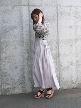 「LA BELLE ETUDE（ラベルエチュード）のアイテム（タンクトップ）」を使った、さおまるさん（レディース・157cm）の春コーディネート