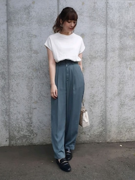「LA BELLE ETUDE（ラベルエチュード）のアイテム（Tシャツ/カットソー）」を使った、さおまるさん（レディース・157cm）の春コーディネート