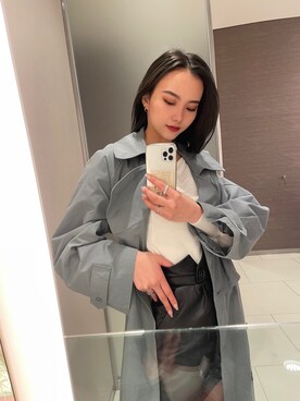「EMODA」｜「アイテム（トレンチコート）」を使った、濱田 萌衣(EMODA)さん（レディース・162cm）の春コーディネート