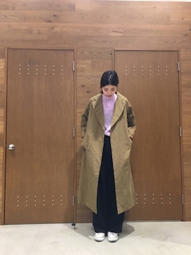 「ラフスタイル」｜「アイテム（ステンカラーコート）」を使った、miura.さん（レディース・170cm）の冬コーディネート