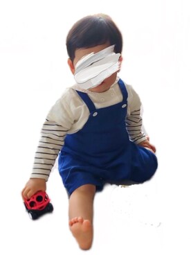 「Handmade（ハンドメイド）のアイテム（サロペット/オーバーオール）」を使った、373mamataoさん（キッズ・80cm）の春コーディネート