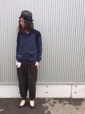 「アイテム（レッグウェア、グリーン系）」を使った、mayumiさん（レディース・161cm）の冬コーディネート