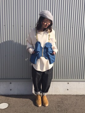 「静岡」｜「アイテム（ハンチング/ベレー帽）」を使った、mayumiさん（レディース・161cm）の春コーディネート