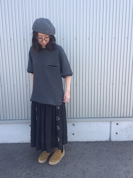 「静岡」｜「アイテム（ハンチング/ベレー帽）」を使った、mayumiさん（レディース・161cm）の春コーディネート
