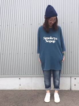 「アイテム（その他、ブルー系）」を使った、mayumiさん（レディース・161cm）の秋コーディネート