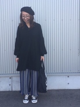 「静岡」｜「アイテム（ハンチング/ベレー帽）」を使った、mayumiさん（レディース・161cm）の秋コーディネート