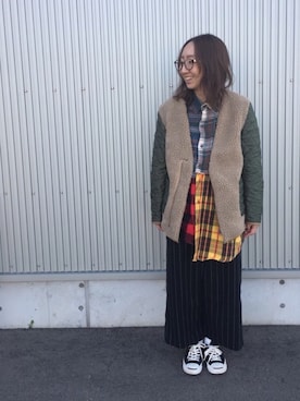 「静岡」｜「アイテム（ノーカラージャケット）」を使った、mayumiさん（レディース・161cm）の秋コーディネート