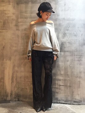 「BARAK（バラク）のアイテム（スウェット）」を使った、AIさん（レディース・161cm）の秋コーディネート