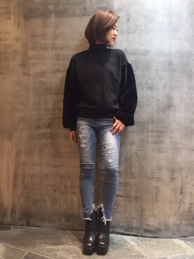 「BARAK（バラク）のアイテム（スウェット）」を使った、AIさん（レディース・161cm）の秋コーディネート
