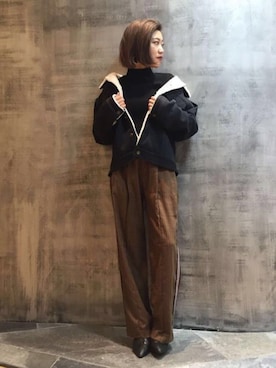 「BARAK（バラク）のアイテム（スウェット）」を使った、AIさん（レディース・161cm）の秋コーディネート