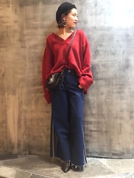「BARAK（バラク）のアイテム（ハンチング/ベレー帽）」を使った、AIさん（レディース・161cm）の秋コーディネート