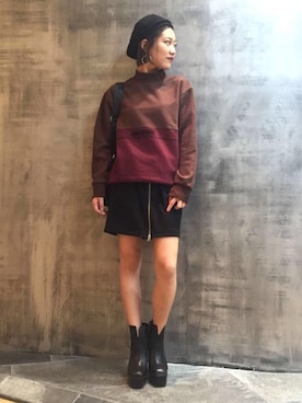 「BARAK（バラク）のアイテム（ハンチング/ベレー帽）」を使った、AIさん（レディース・161cm）の冬コーディネート