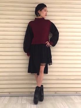 「BARAK（バラク）のアイテム（ハンチング/ベレー帽）」を使った、AIさん（レディース・161cm）の冬コーディネート
