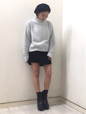 「BARAK（バラク）のアイテム（ハンチング/ベレー帽）」を使った、AIさん（レディース・161cm）の冬コーディネート