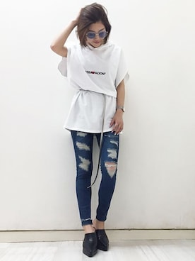 「カラーサングラス」｜AIさん（レディース・161cm）の春コーディネート