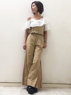 「プラットフォーム」｜「アイテム（その他シューズ）」を使った、AIさん（レディース・161cm）の春コーディネート