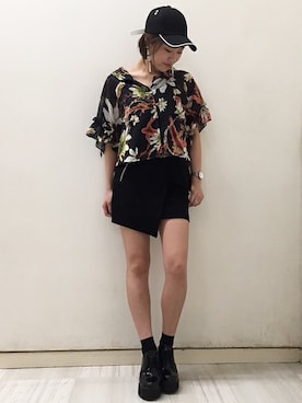 「BARAK（バラク）のアイテム（キャップ）」を使った、AIさん（レディース・161cm）の春コーディネート