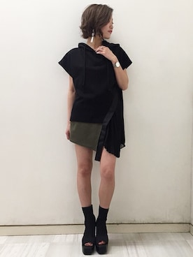 「アイテム（ブーティ）」を使った、AIさん（レディース・161cm）の夏コーディネート