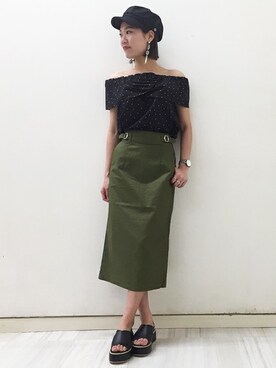 「BARAK（バラク）のアイテム（キャップ）」を使った、AIさん（レディース・161cm）の夏コーディネート