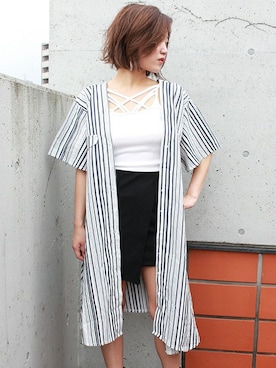 「アイテム（シャツワンピース）」を使った、AIさん（レディース・161cm）の夏コーディネート