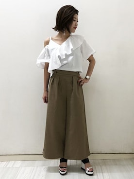 「ワンショルダー」｜「アイテム（アクセサリー）」を使った、AIさん（レディース・161cm）の夏コーディネート