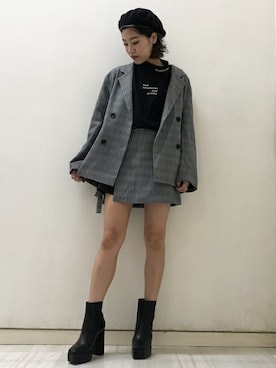 「BARAK（バラク）のアイテム（ハンチング/ベレー帽）」を使った、AIさん（レディース・161cm）の秋コーディネート