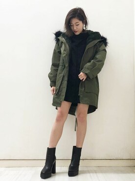 「BARAK（バラク）のアイテム（モッズコート）」を使った、AIさん（レディース・161cm）の秋コーディネート