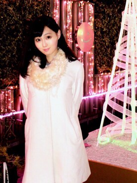 「CECIL McBEE（セシルマクビー）のアイテム（ノーカラージャケット）」を使った、葵 坂崎さん（レディース・160cm）の冬コーディネート