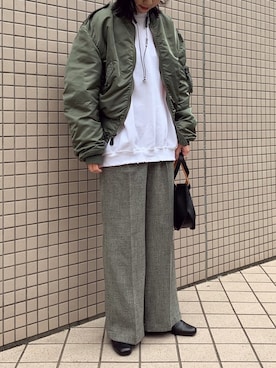 「SASQUATCHfabrix.（サスクワァッチファブリックス）のアイテム（スウェット）」を使った、teraiさん（レディース・160cm）の冬コーディネート
