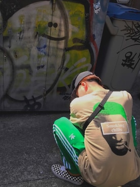 「SUPRA（スープラ）のアイテム（帽子）」を使った、shoyaさん（メンズ・170cm）の春コーディネート