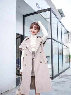 「半袖」｜「アイテム（その他アウター）」を使った、TeddyShopさん（レディース・158cm）の冬コーディネート