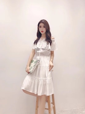 「ひざ丈スカート」｜「アイテム（ワンピース/ドレス）」を使った、TeddyShopさん（レディース・158cm）の夏コーディネート
