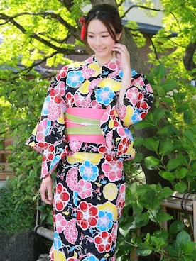 「花火」｜「アイテム（浴衣）」を使った、TeddyShopさん（レディース・158cm）の夏コーディネート